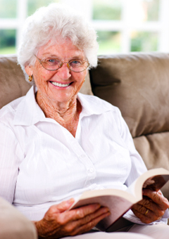 Elderly lady reading